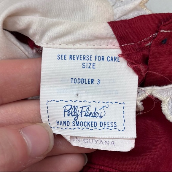 Vintage Polly Flinders Maroon Hand Smocked Dress Cottagecore Victorian Peasant - Picture 4 of 8